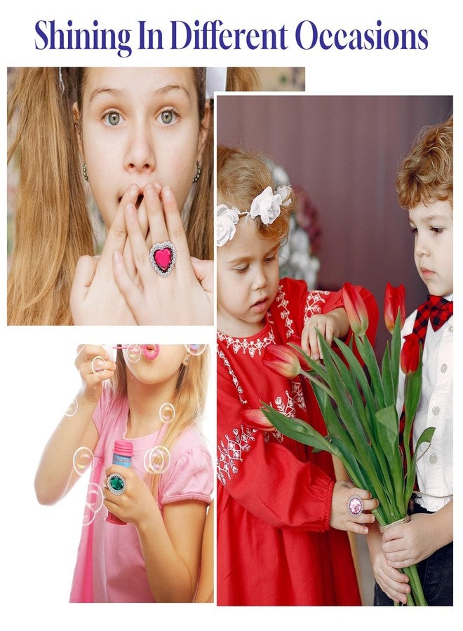 Quilax 72 Pcs Colorful Plastic Rings, Adjustable Rings Princess Jewelry, Fake Ring for Costume Bridal Shower Dress Party Accessories - Image 4